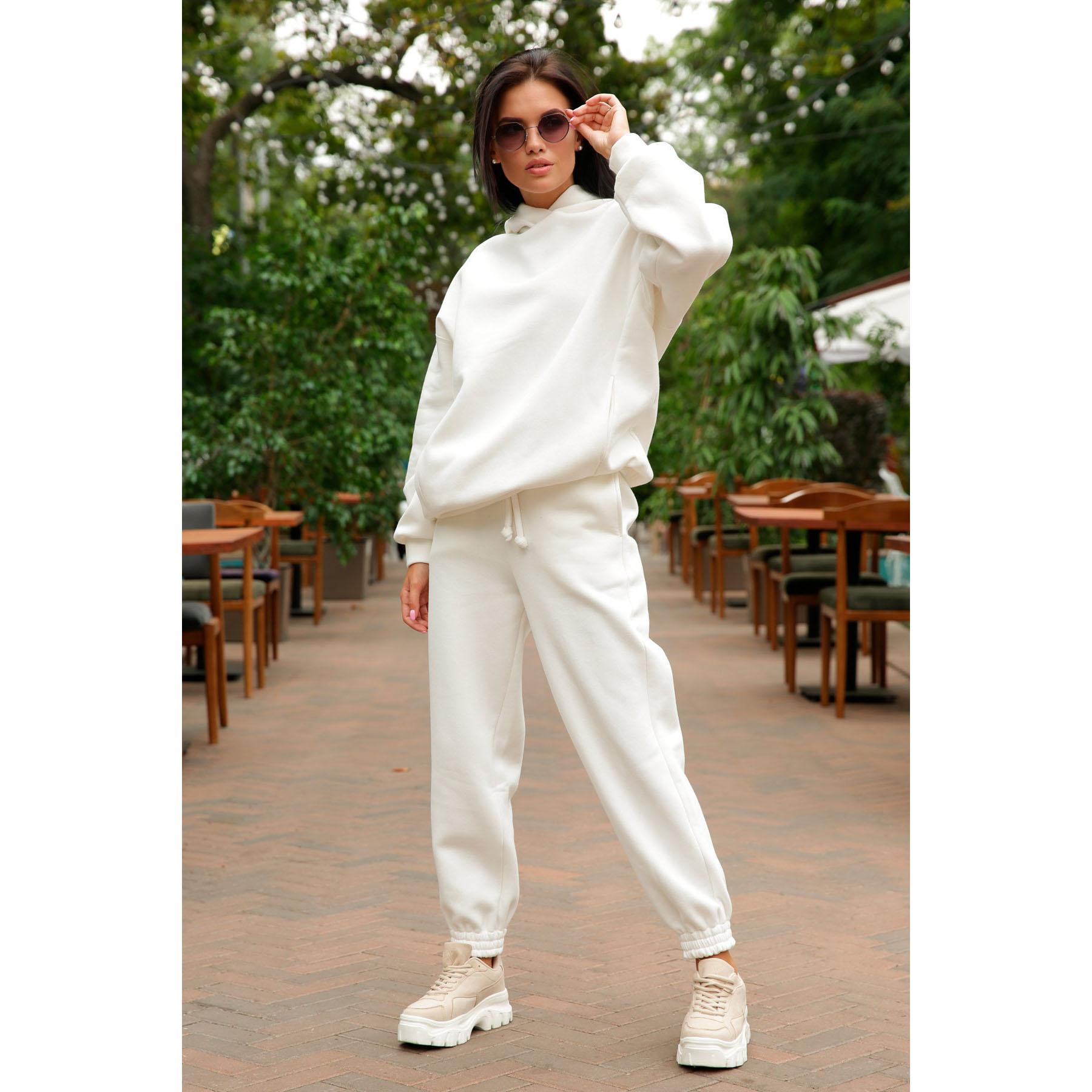 

Fashionable Solid Color Hoodie Sweatshirt Casual Two-Piece Set Autumn Winter Comfortable Streetwear Outfit XXL білий