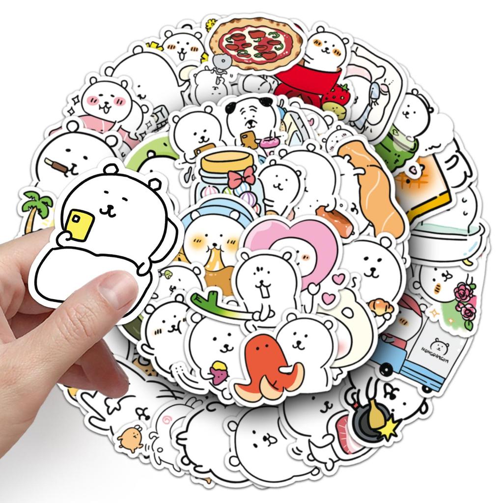 50 Cute Chiiikawa Bear Stickers: Self-Deprecating, Waterproof, Decorative for Cups & Phones