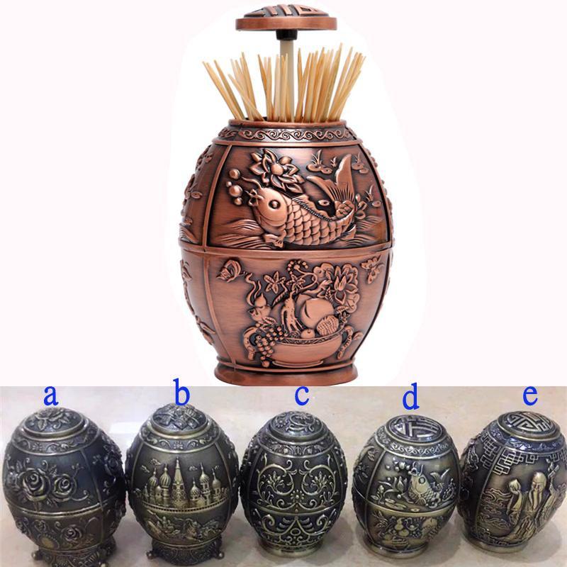 

Nordic Automatic Push-type Toothpick Box Household Creative Toothpick Holder Hotel Restaurant Fashion High-end Toothpick Holder e red copper