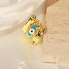 Women's 14K Gold Geometric Ring with Zirconia Devil's Eye for Index Finger - Trendy Spring Design