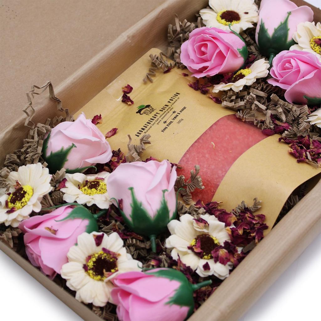 Bath Salt and 16 Soap Flowers Set, Passion