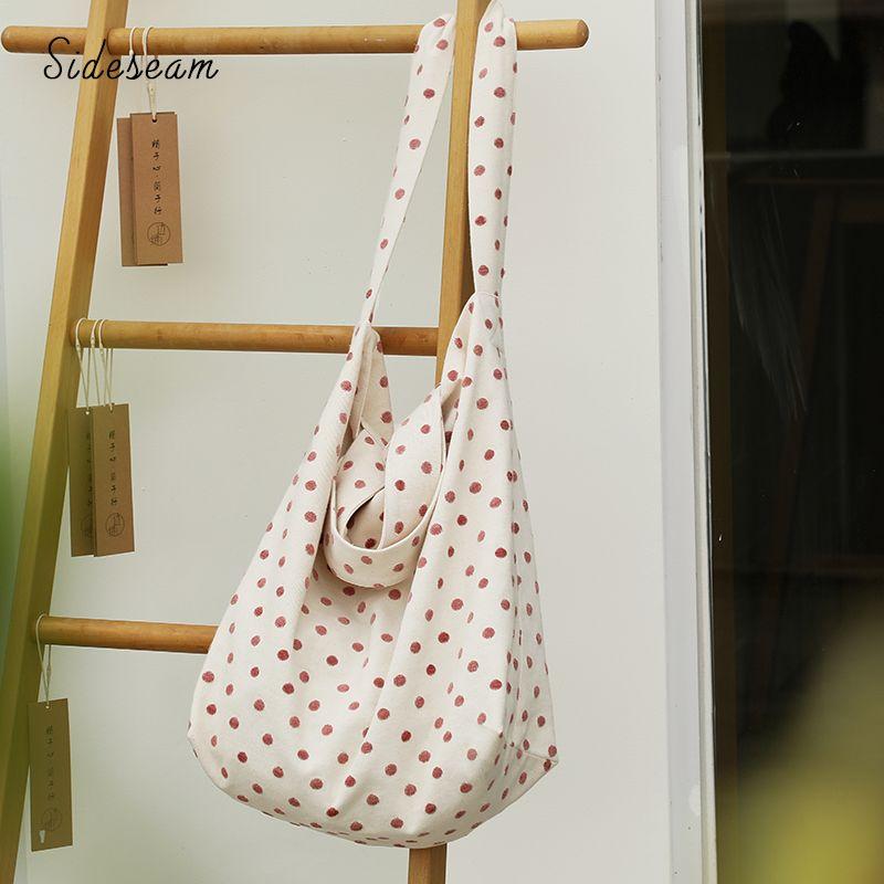 

Оригинальная сумка на плечо из хлопка с текстурой в горошек в стиле ретро Pink