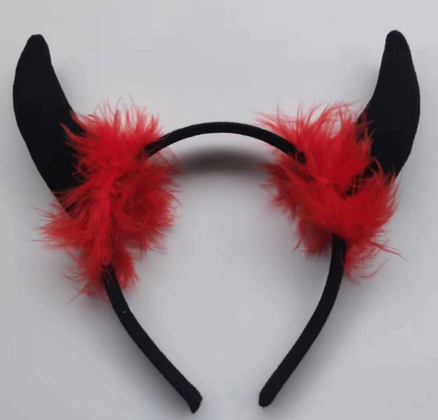 Tiara Chifres de Diabo com Lantejoulas Glitter Dourado para Decoração de Apresentação de Natal e Halloween.