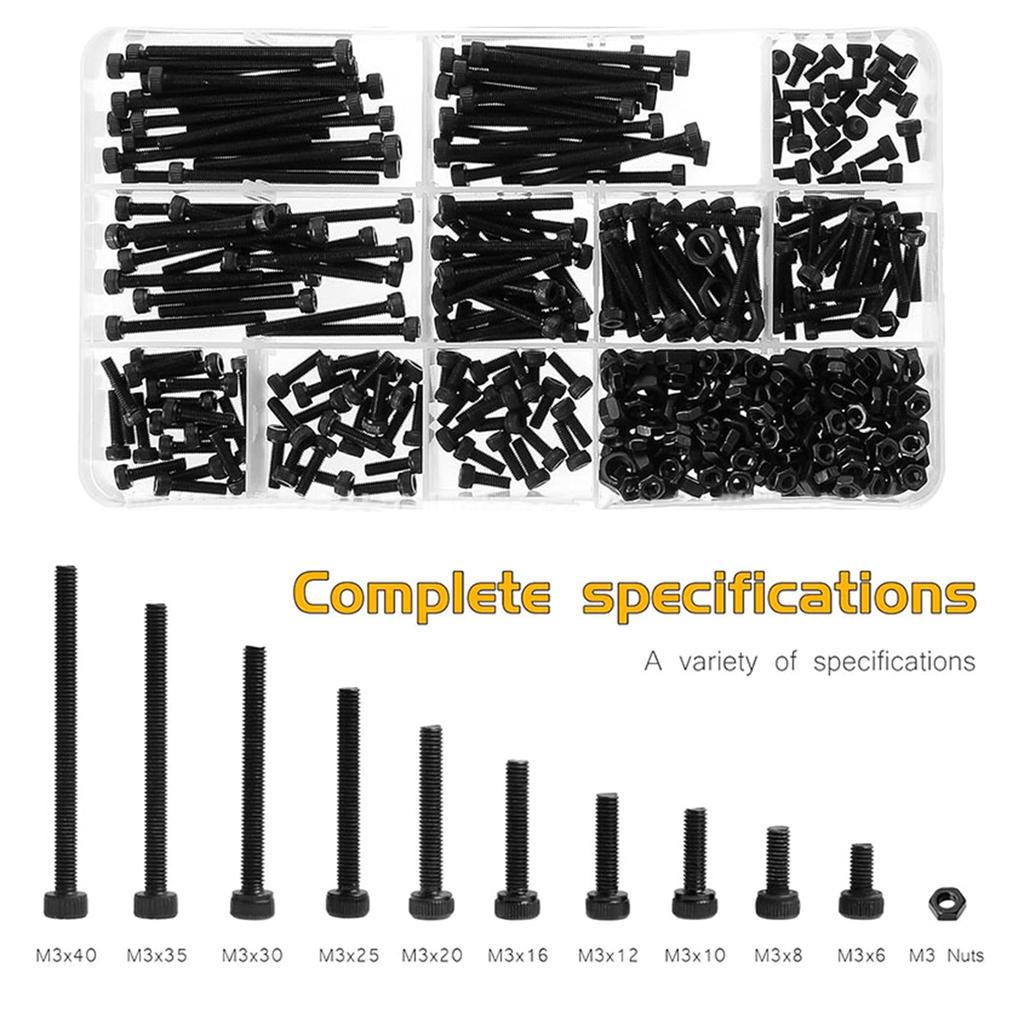 560pcs Socket Head Cap Screws Carbon Steel Hex Head Metric Screws Bolts and Nuts Assortment Kits with Wrench 3 4 5mm