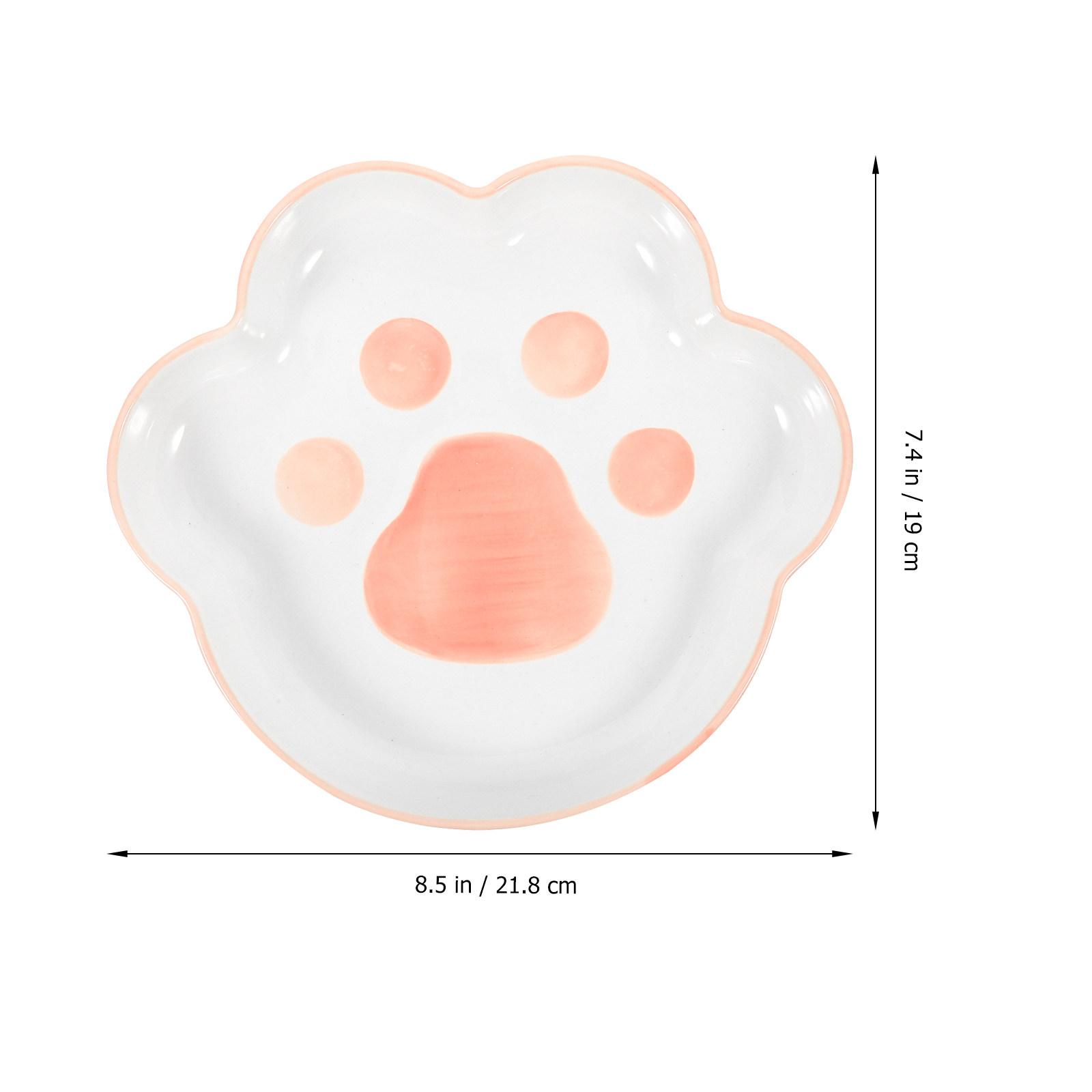 

Cat Paw Ceramic Bowl Lovely Rounded Edges Non-Slip Pet Feeder Indoor Cat Feeding Bowl Food Water Feeder Pet Supplies розовый