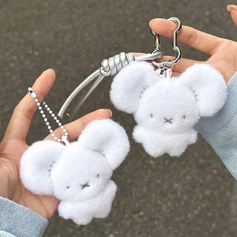 Cute Soft Fluffy Plush White Mouse Keychain Pendant Perfect For Bag Decoration Birthday Gift For Kids Teens Friends