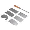 6PCS Multi Shaped Card Scraper Set Manganese Steel Cabinet Scraper Cards with Burnisher for Woodworking Project