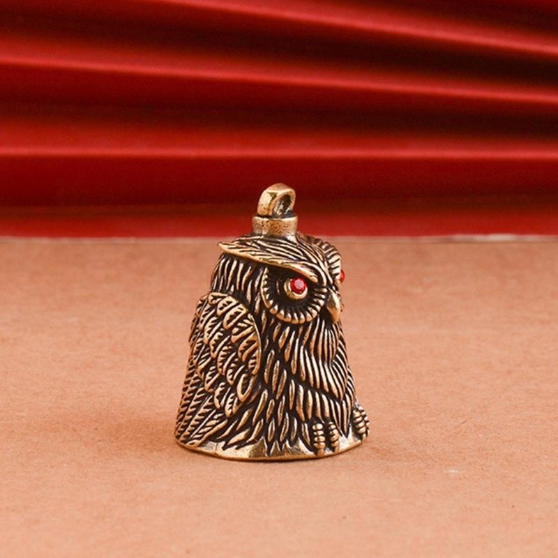 Artistic Owl Shape Metal Windchimes Bells Antique Keychain Pendant Elegant Bag Good Luck Ornament Craft Decors Gift
