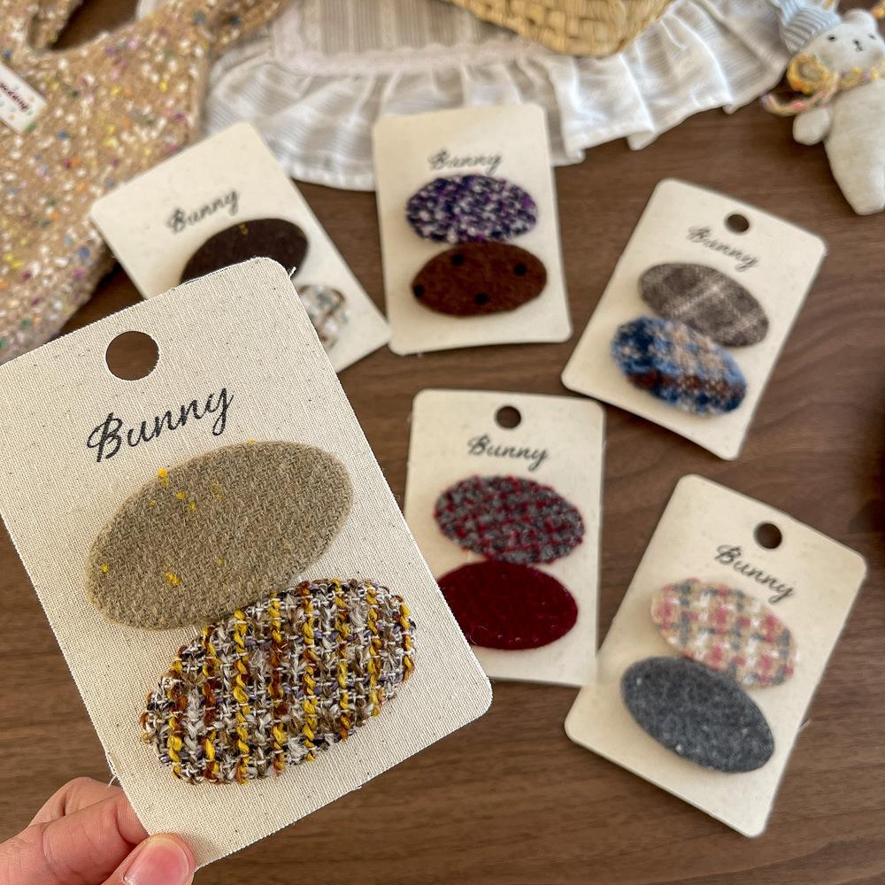Japan and South Korea Xiaoxiang Style Pattern Oval Bb Clip Temperament Hairpin High-end Girl Broken Hair Headdress Bangs Hair Accessories Hairpin