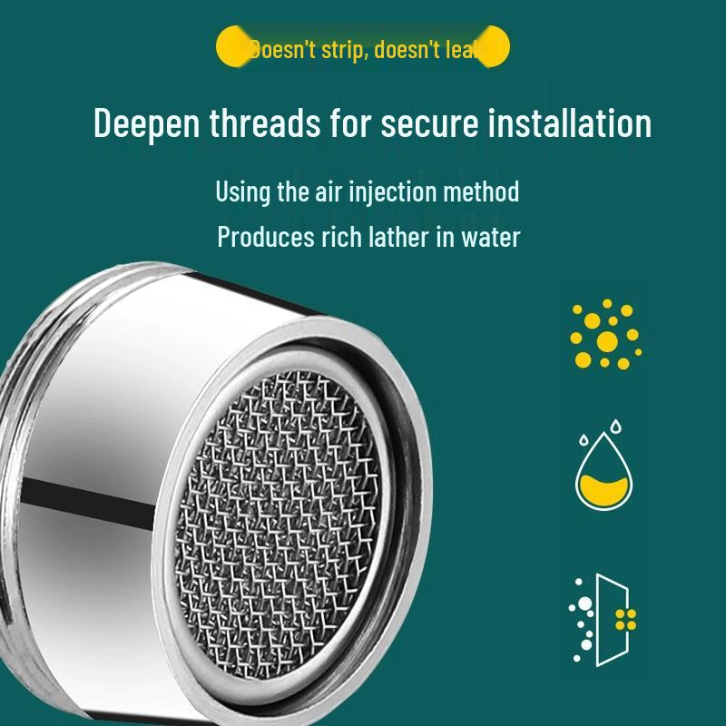 Universal Anti-Splash Faucet Aerator with Filter for Hot & Cold Water, Complete Accessories Included
