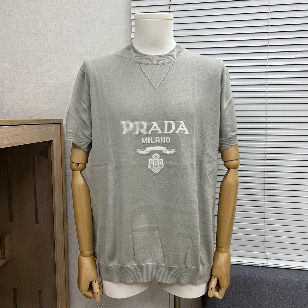 2025 Vår/Sommar Trendig Jacquardetikett Stickad Kortärmad Logotyp T-shirt
