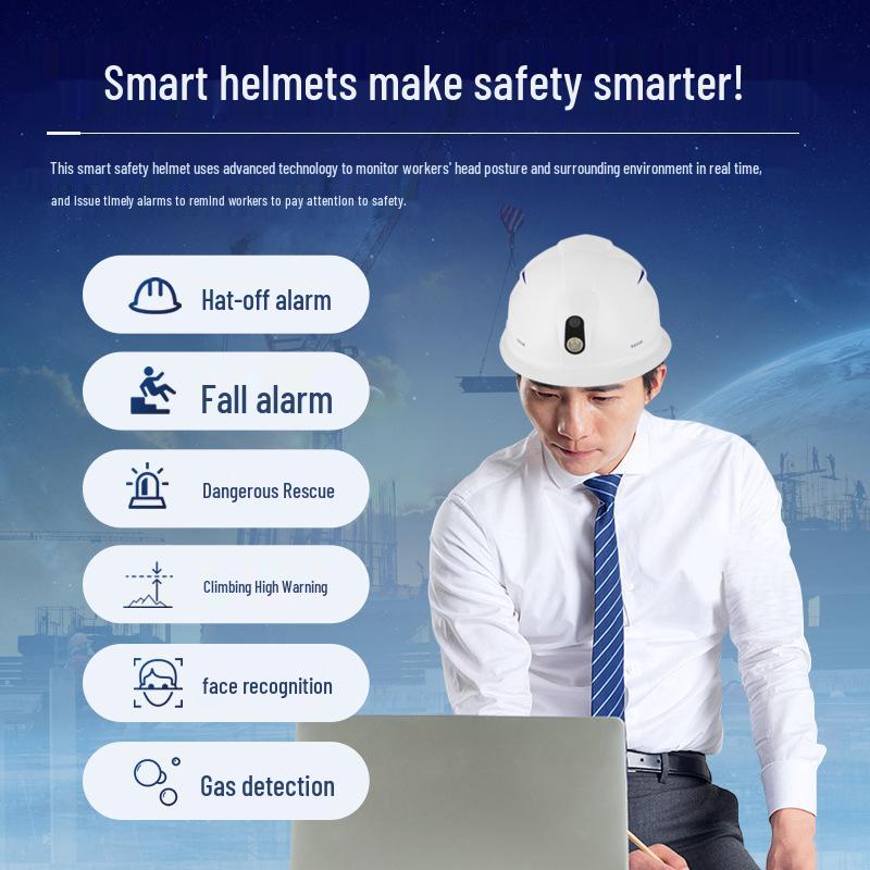 Yinshidun 4G Smart Safety Helmet with Real-time Intercom, HD Video Recording, and Long Battery Life for Engineering Projects Project Collaboration Helmet