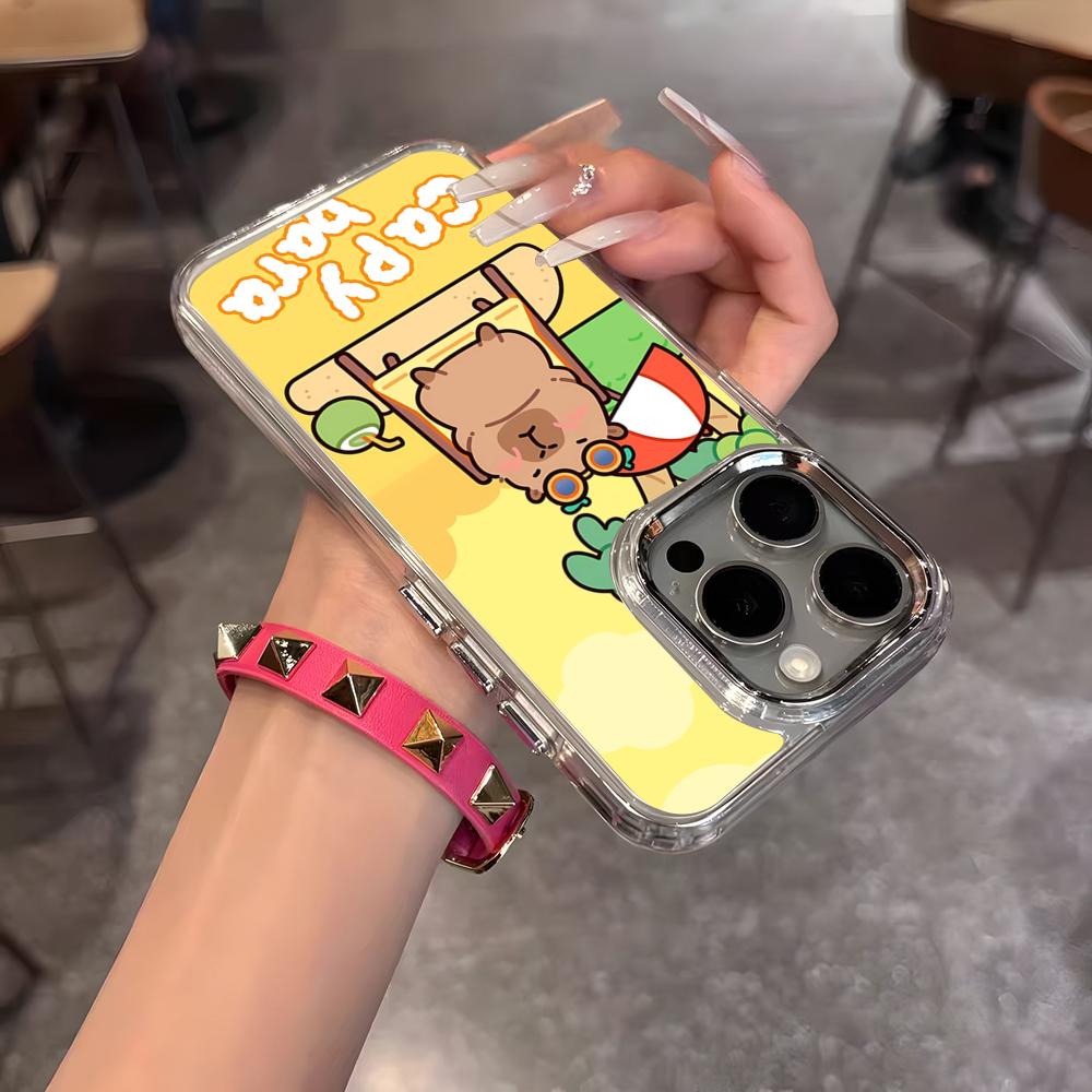 Cute Animal Capibara Phone Case For IPhone 17 Air 16 15 14 13 12 11 Pro Pro Max Plus Transparent Soft Cover