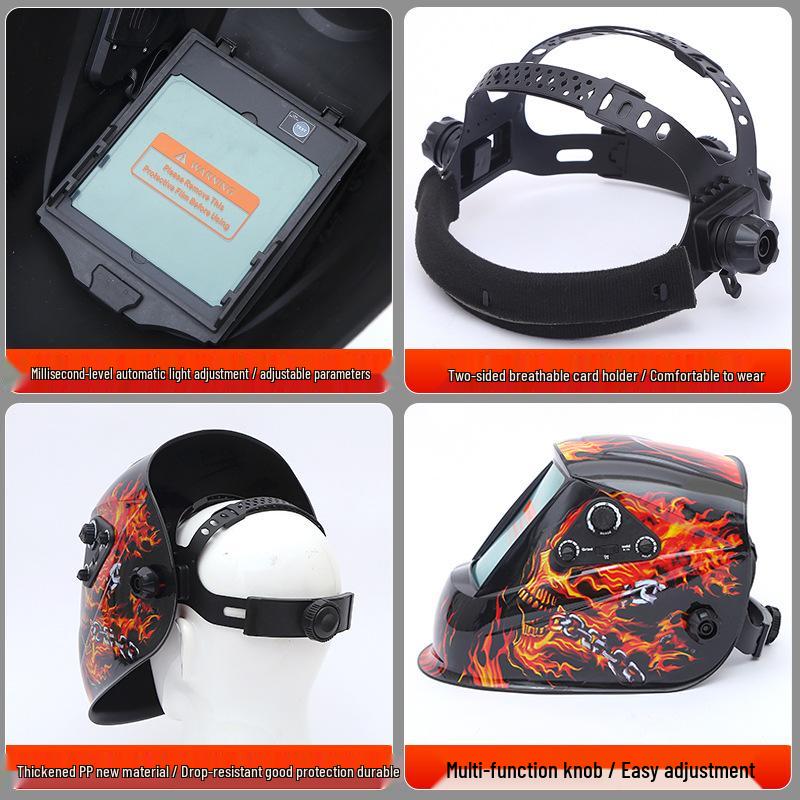 Skull Flame True Color Welding Helmet with Extra Large Viewing Window