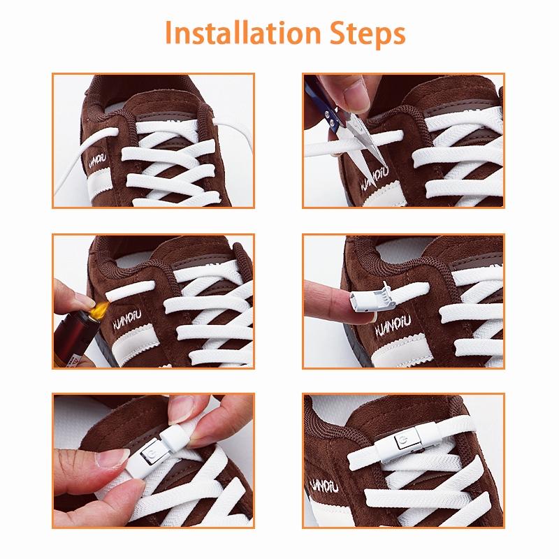 Ein-Knopf-Schnürsenkel ohne Binden, Schnellverschluss Faulenzer-Schnürsenkel, Strapazierfähige elastische Ersatzschnüre für Sneaker & Freizeitschuhe 1 Paar/2 Paare