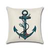 Anchor Series Cushion Cover Sea Style Ship Anchor Cotton Linen Pillow Case Boat Decorative Pillowcase Funda De Almohada Zt126