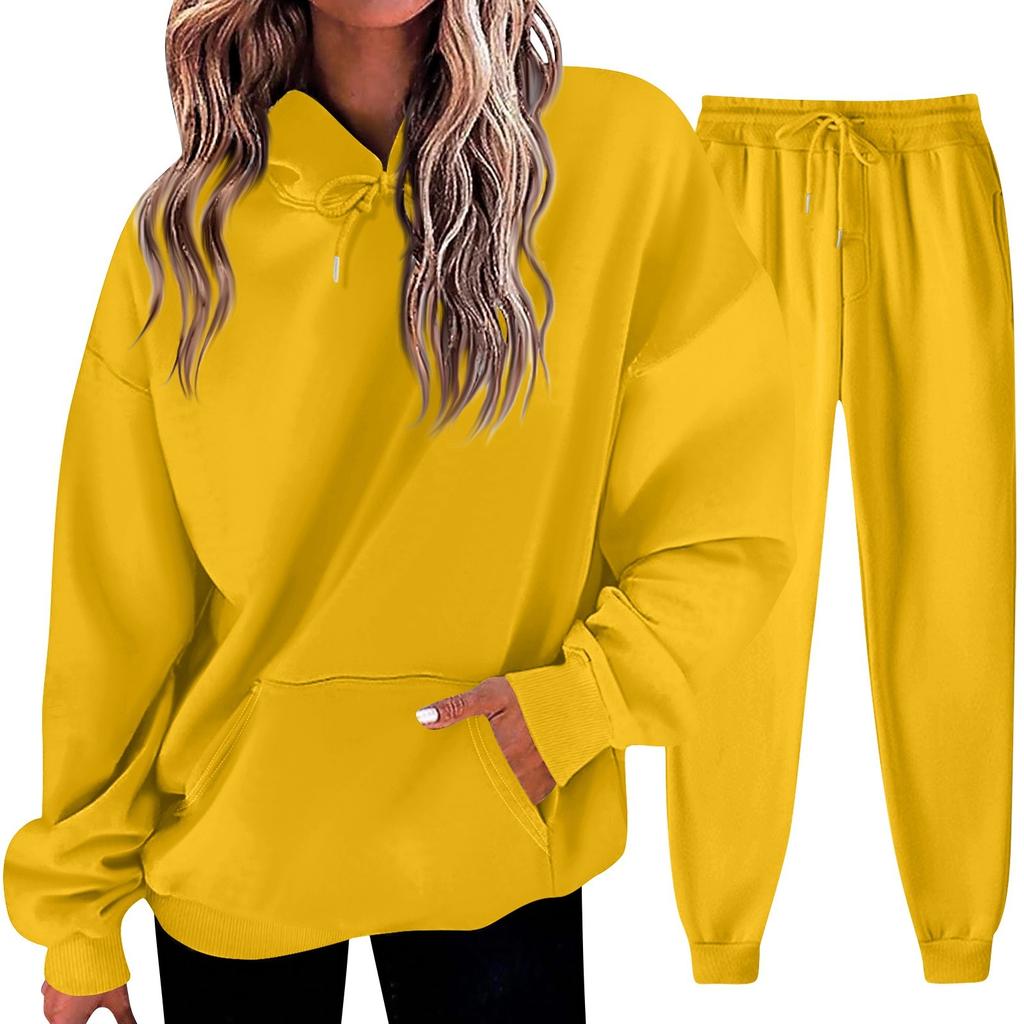 Women's Solid Color Sweatshirt Set (sweatshirt + Sweatpants)