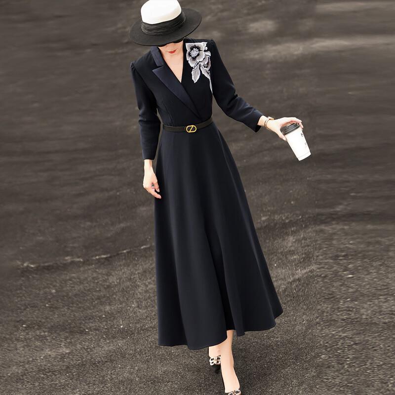 Elegant Embroidered A-Line Blazer Dress