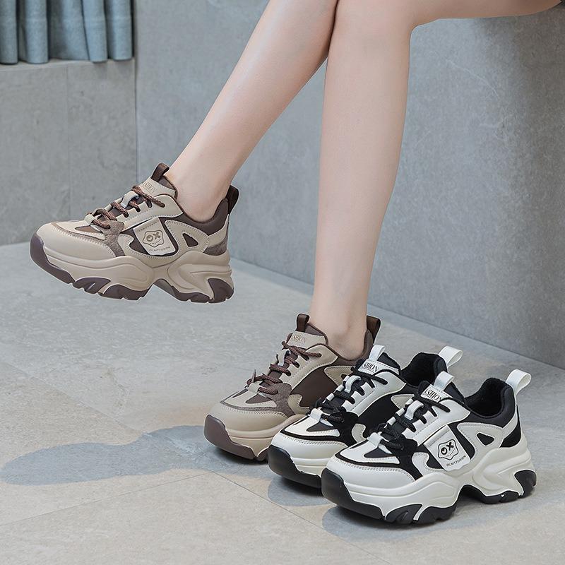 Platform leather shoes women's autumn new fashion versatile sports trendy shoes