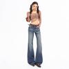 2025 Autumn/Winter Slimming Dark Blue-Gray Micro-Flared Jeans for Tall Women with Versatile Pattern