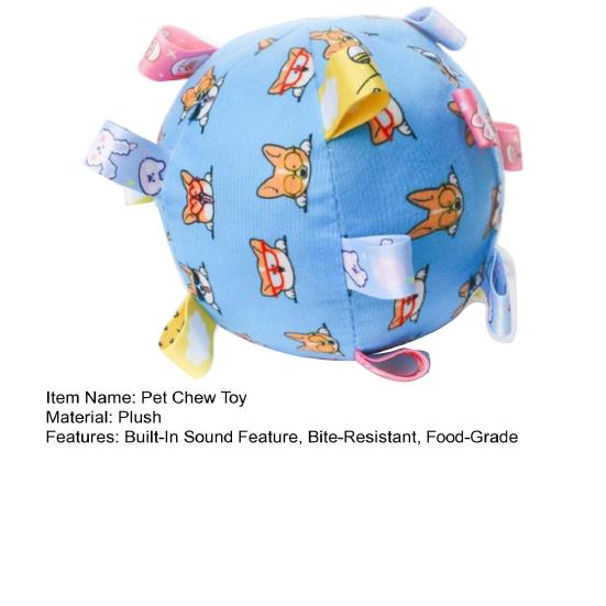 Pet Chew Toy Dot Printing Colorful Webbing Highly Elastic Bite-Resistant Cotton Filling Built-in Bell Noise Making Dog Toy