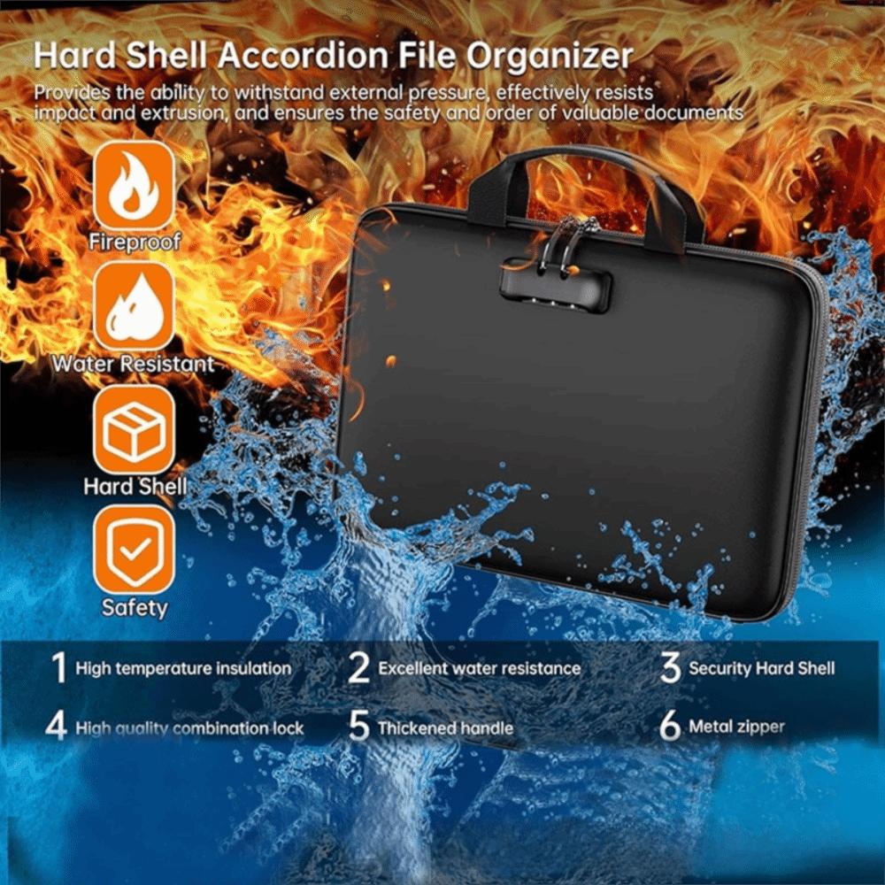 With Pocket Fireproof Document Box Waterproof Accordion File Folder  Card