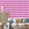 Harlequin Rhombus Wallpaper, purple and white, powder pink background, 50x1000