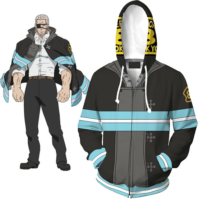 Anime Enn Enn No Shouboutai Fire Force sweat à capuche Firesoldier veste manteau Costumes