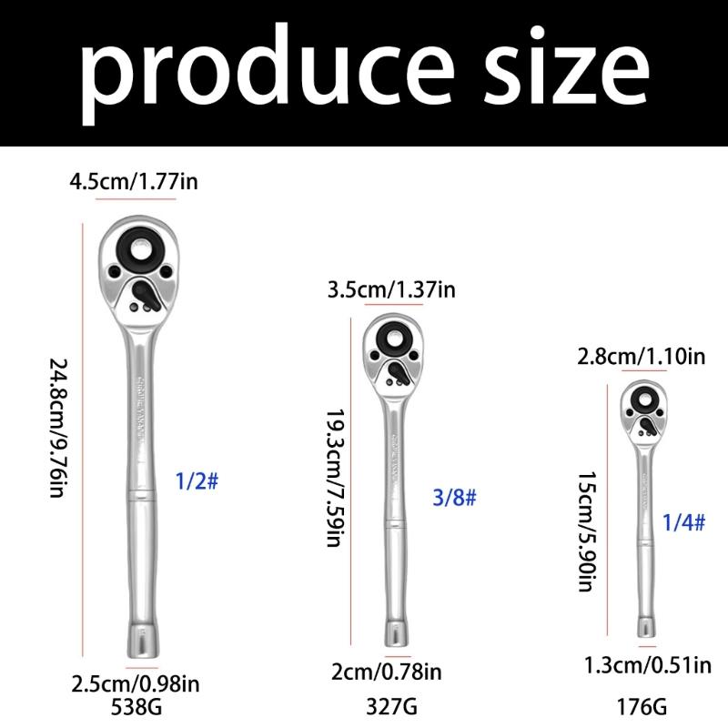 Professional 3 Size Ratcheting Socket Wrench Kit Featuring Bidirectional Levers Switching & Corrosion Resistant Coating