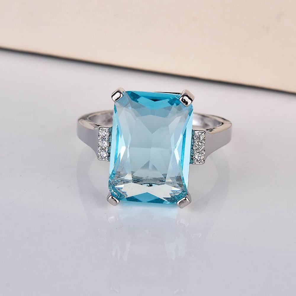 Luxury Topaz and Sapphire Ring for Women Fashion Jewelry Engagement Wedding Band