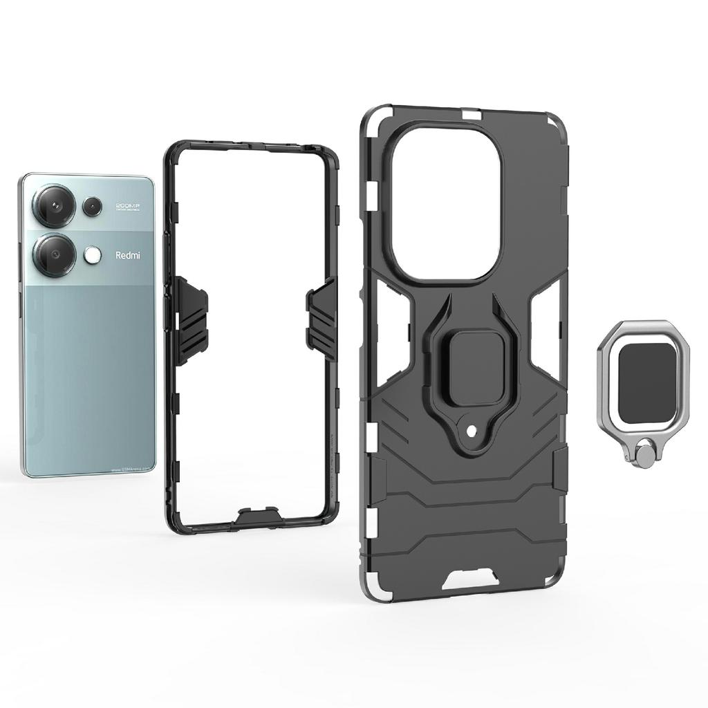 For Xiaomi Redmi Note 14S 4G Case PC+TPU Protective Phone Cover with Ring Kickstand