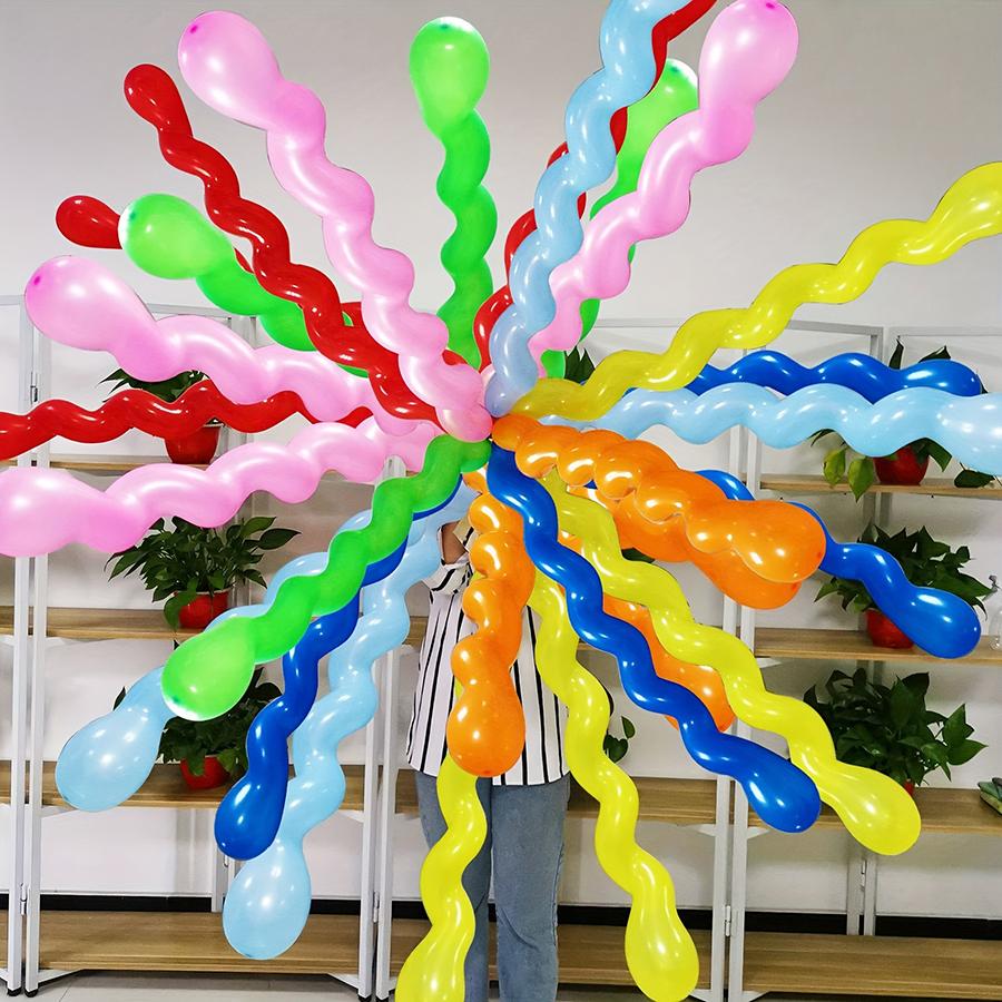 100 stuks 80 cm Lange Spiraalballon met Mini Pomp Verjaardagsfeest Kamer Decoratie Props Kleur Artistieke Ballon Achtergrond Decor