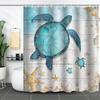 Coastal Marine Shower Curtain: Dolphin, Starfish, Seahorse, Seashell, Sea Turtle - Moisture-Proof, Mildew-Resistant, Waterproof, Beach Bathroom Décor