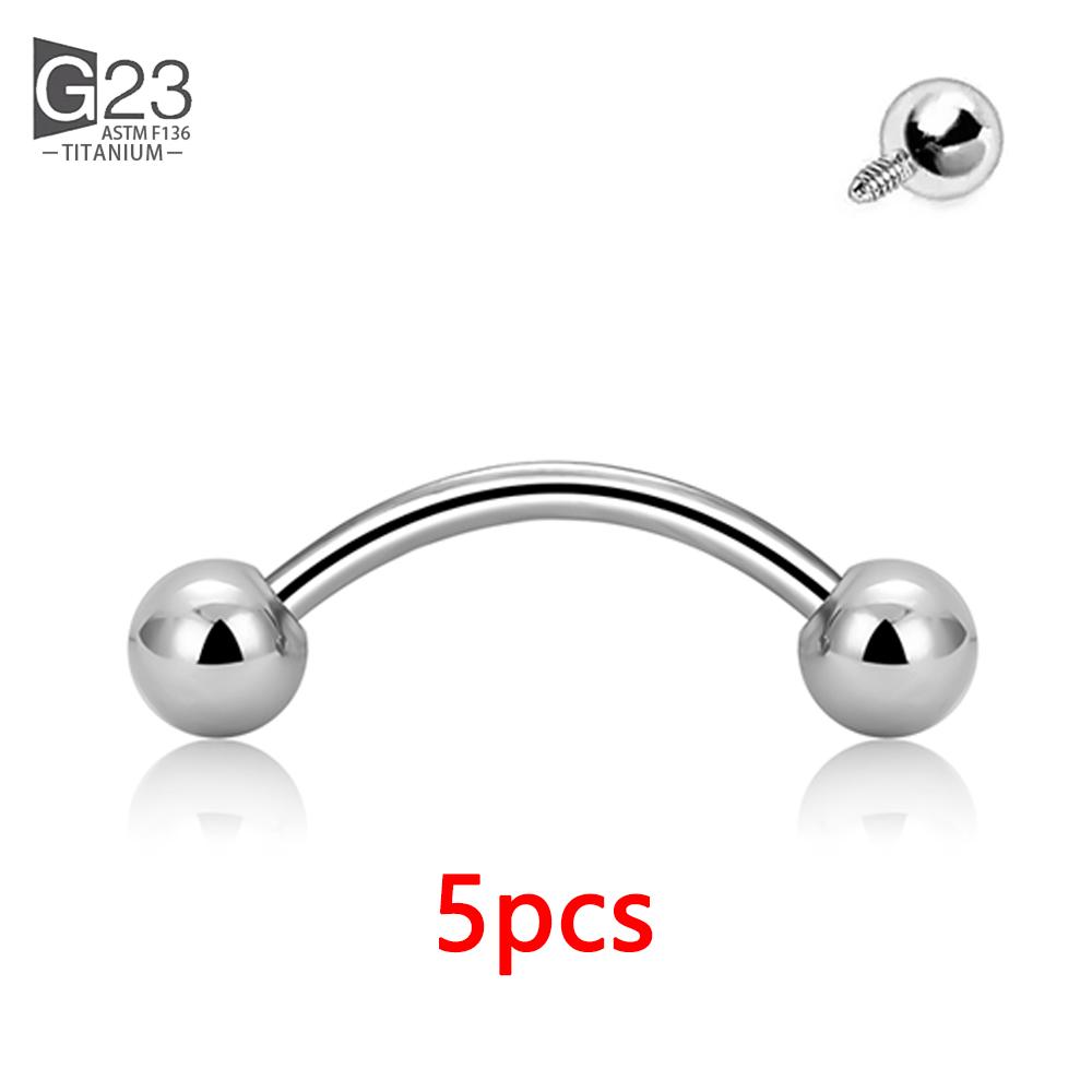 5Pcs G23 Titanium 16G CZ Tragus Eyebrow Piercing Body Jewelry Labret Lip Ring Stud Earrings Septum Nose Rings Internal Thread