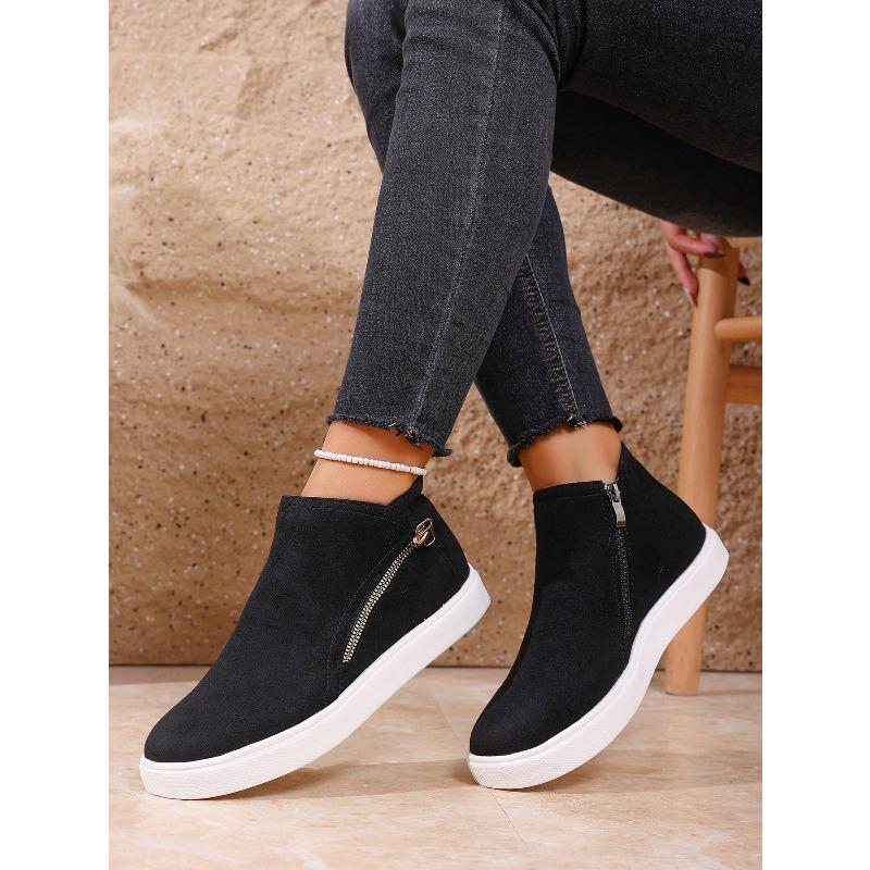 Side Zipper Platform Boots 2025 Winter New Plus Size Round Toe Ankle Boots for Women
