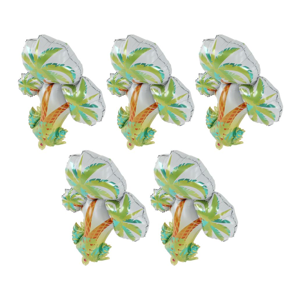 5 Peças Balão Palmeira Folha de Alumínio Resistente Leve Grande Decorativo Coqueiro Festa Tema Verão Decoração