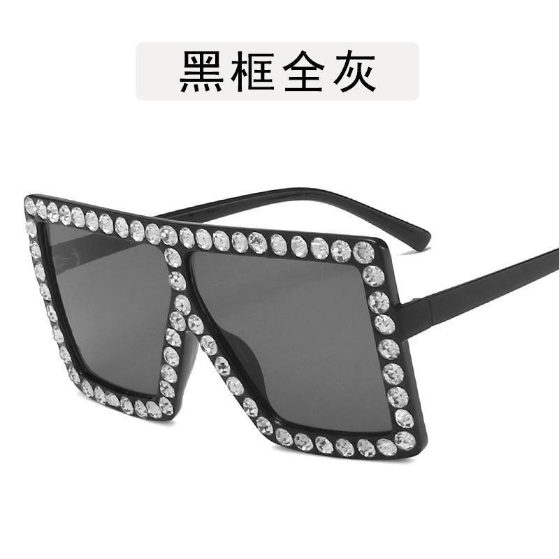 Décoration Strass Lunettes de Soleil Femmes Forme Carrée Lunettes de Soleil Cool et Élégantes Féminines Style Européen Américain Lunettes de Soleil pour Femme