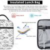 Hand Drawn Fish Portable Lunch Bag for Women/Men Insulated Reusable Lunch Box for Office Work School Picnic Beach Cooler Bag