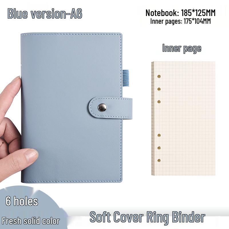 Minimalist A6 Soft Leather Ring Binder Planner Notebook