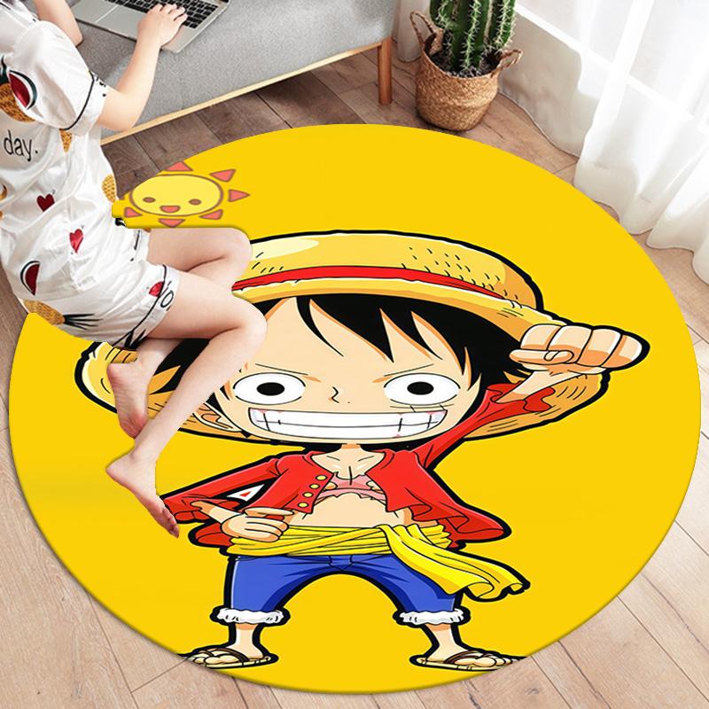 One Piece Monkey D Luffy Round Area Rug Carpet Rug For Living Room Bedroom Sofa Playroom Decor Nonslip Floor Mat