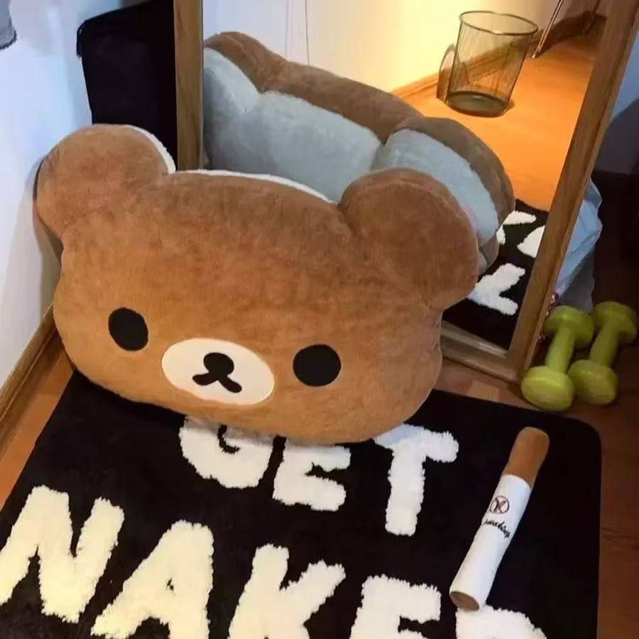 60Cm Rilakkuma Plush Pillow Soft Fluffy Stuffed Bear Doll Cushion Backrest For Bedroom Sofa Bedside Cute Birthday Gift For Girls