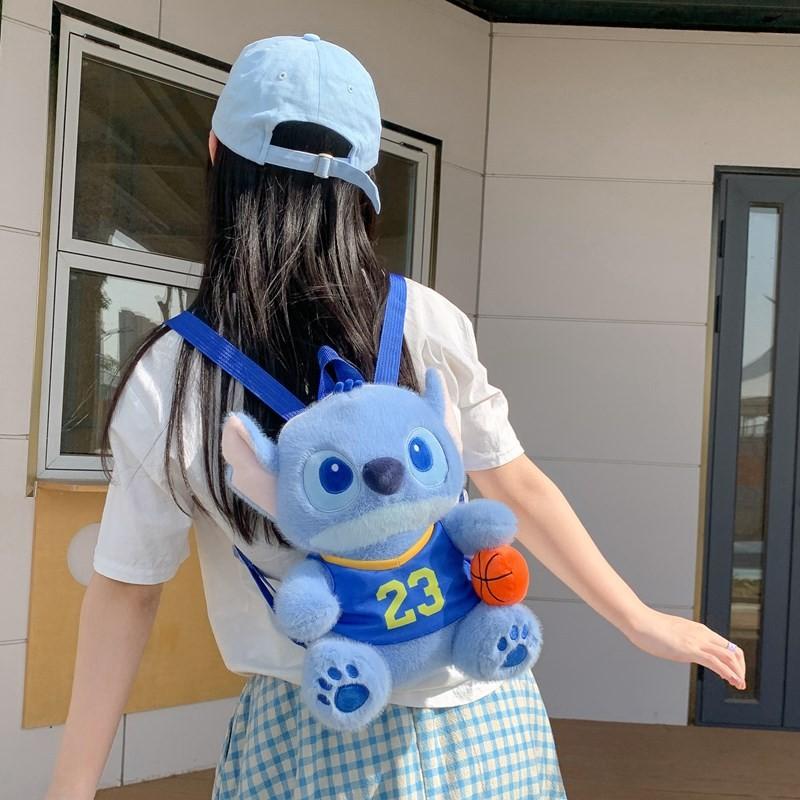 Stitch Plush Toy Backpack With Nylon Interior And Zipper Closure For Daily Use