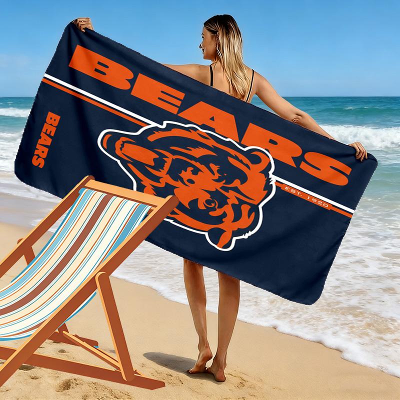 Chicago Bears Print Beach Towel, Large Soft Quick Dry Towel for Beach Camping Swimming
