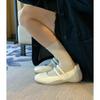Rindslederversion silberne Ballett-Sport- und Freizeitschuhe flachsohlige Einzelschuhe Damen flacher Ausschnitt eckige Spitze dicke Sohle Mary Jane Schuhe