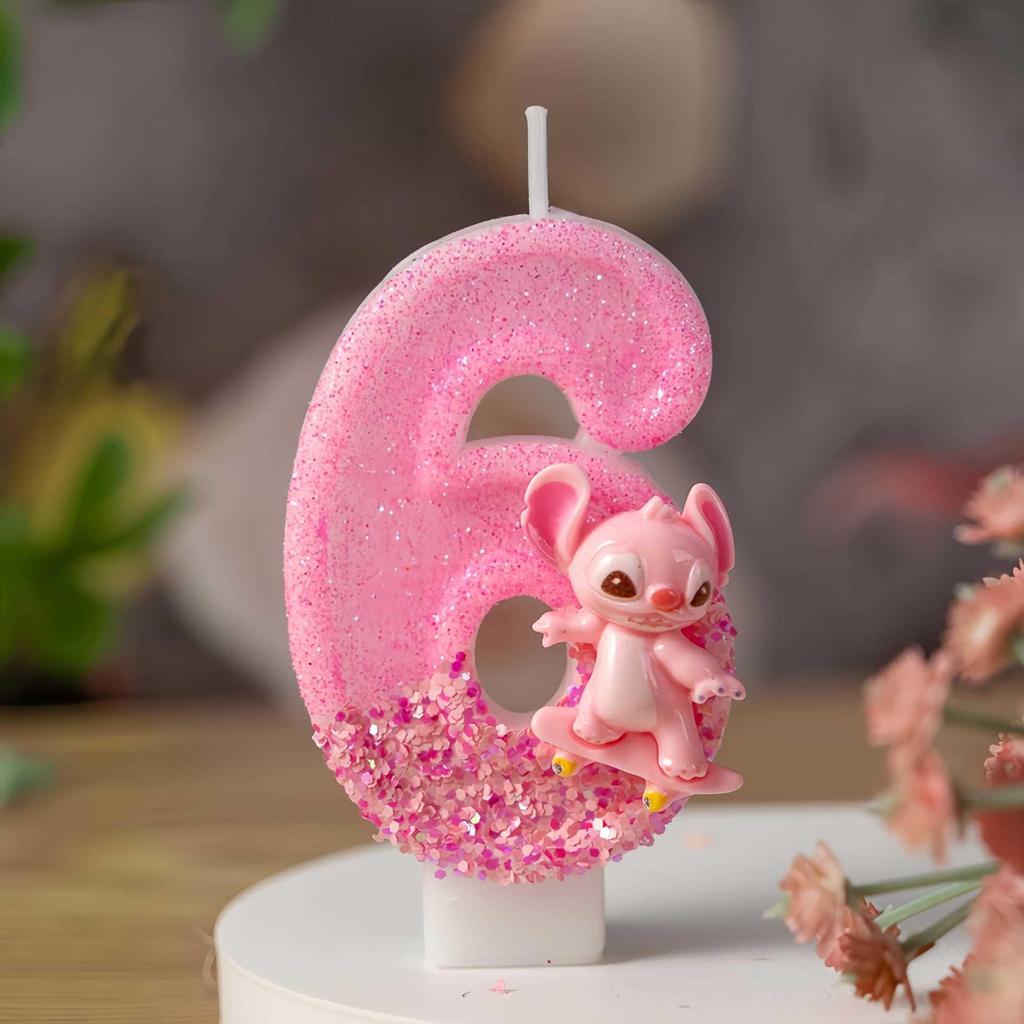 Pink Long-Eared Animal Birthday Candle, Number 09, Cute Cartoon Decoration for First Birthday Cake