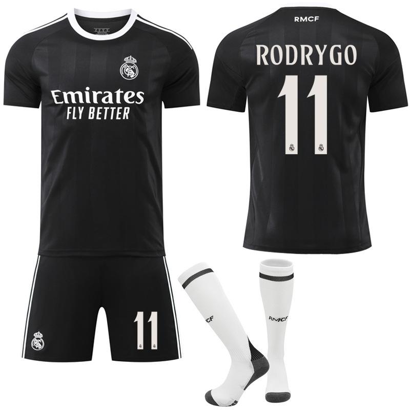 26 Real Madrid Goalkeeper Black Training No. 7 Ronaldo Jersey Vinicius 9 Mbappe No. 5 Football Jersey Suit