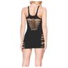 Stretchy Cutout Mini Dress Sleeveless Bodycon Lingerie Clubwear Sheer Mesh Fabric Slim Fit Nightwear