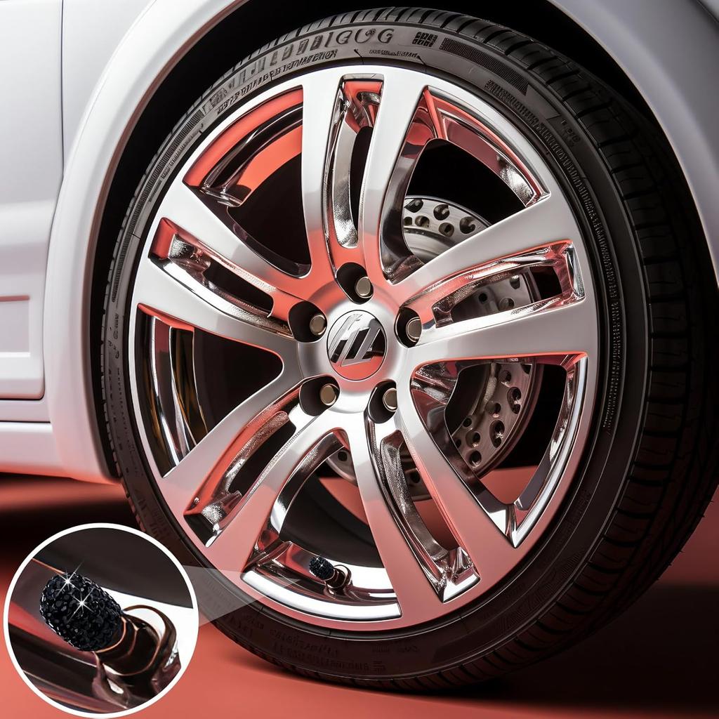 4PCS Bling Crystal Diamond Tire Stem Valve Caps, Dustproof Car Wheel Tire Valve Caps Universal Tire Valve Stem Covers for Cars, SUV, Trucks, Bikes,
