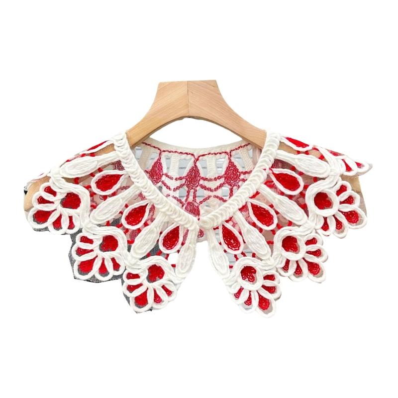 

Модный съемный воротник с вышивкой на вырезе горловины, женский универсальный шейный аксессуар для различных светских мероприятий