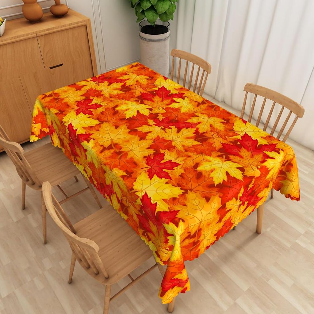 Autumn Watercolor Maple Leaves Rectangle Tablecloth for Table Decor Fall Harvest Kitchen Dining Table Cloth Thanksgiving Decor